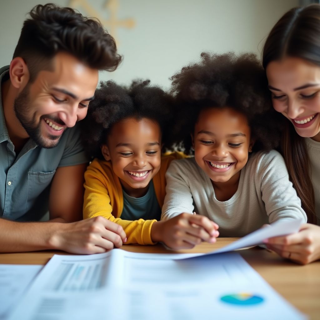 Finansal özgürlüğe kavuşan mutlu aile
